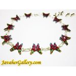 دستبند نقره پروانه ای با نگینهای رنگی