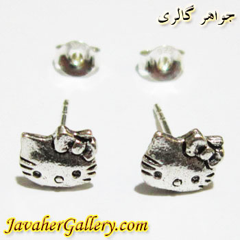 گوشواره کیتی نقره سیاه قلم میخی