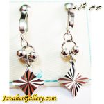 گوشواره آویزی نقره میخی با طرح زیبا و درخشان