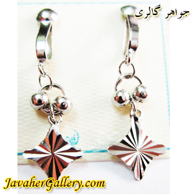 GO-1156 گوشواره آویزی نقره میخی با طرح زیبا و درخشان