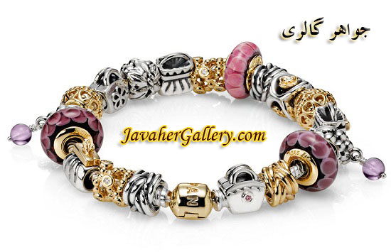 دستبند نقره پاندورا با مهره